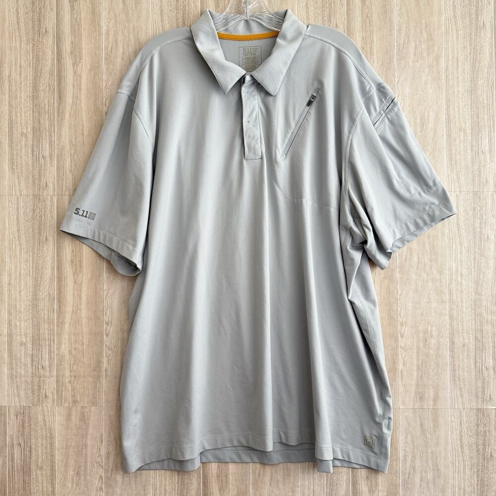 5.11 Tactical Polo Mens 3XL Grey Odyssey Performance Hybrid Flex Short Sleeve